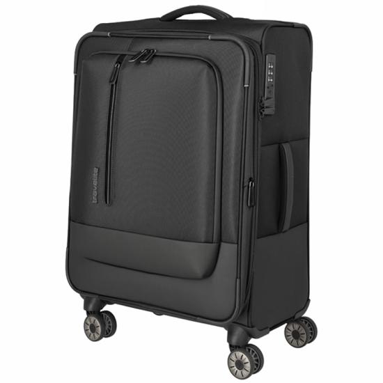 Travelite Crosslite 5.0 Sort Kuffert Trolley M - 3,3 kg - 43 X 66 X 28 / 32 cm - 61/66 L - RECYCLED