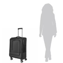 Travelite Crosslite 5.0 Sort Kuffert Trolley M - 3,3 kg - 43 X 66 X 28 / 32 cm - 61/66 L - RECYCLED