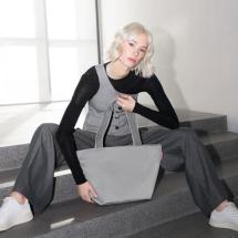 Reisenthel Herringbone Grey Shopper / Indkbsnet M 15 L - RECYCLED